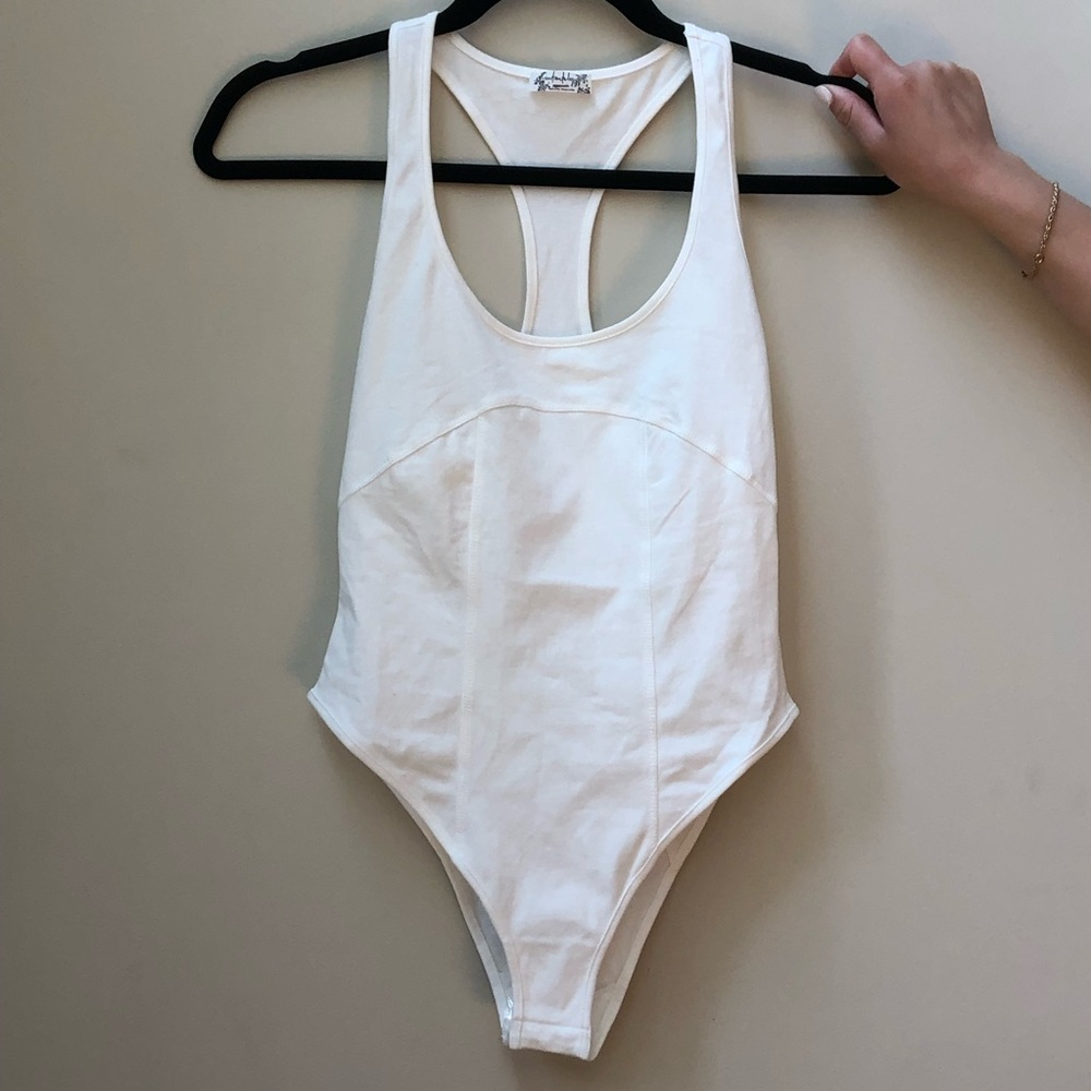Free People White Paneled Bodysuit